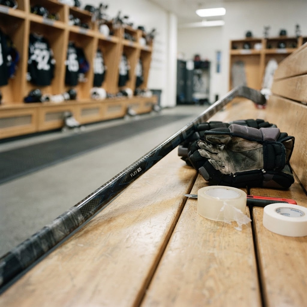 Hockey stick flex and grip details
