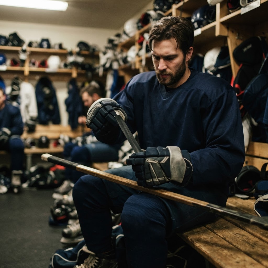 Preparing the handle grip of a hockey stick